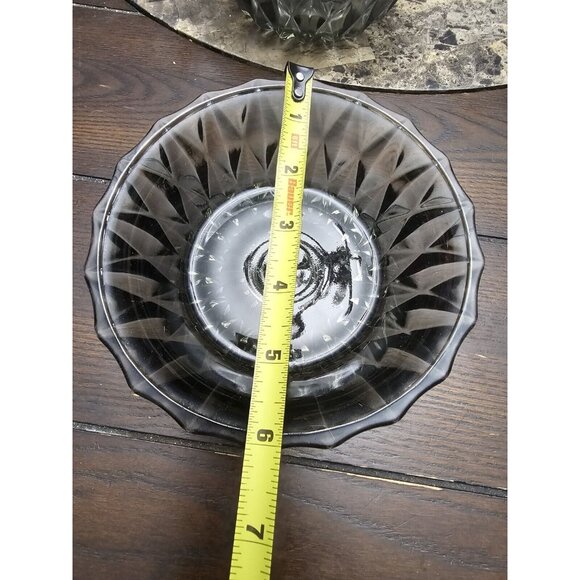 Unbranded Mid Century Smoke Gray Cut Glass Soup Bowls 6" Set Of 2 Vintage - Picture 3 of 3